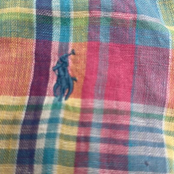 Polo Ralph Lauren Key West Multi color Linen button down short sleeve shirt 2T - Picture 8 of 14